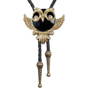 Western Cowboy Bolo Tie for Men Owl Black